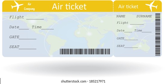 Variant of air ticket isolated on white. Vector illustration