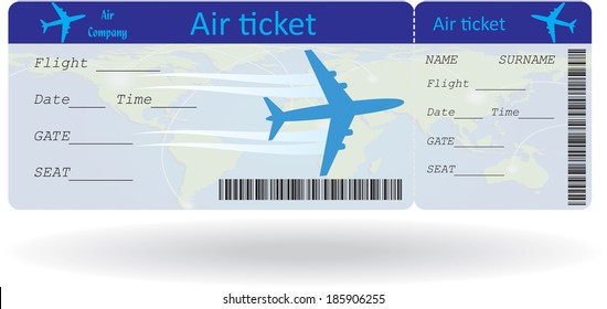 Variant of air ticket isolated on white. Vector illustration