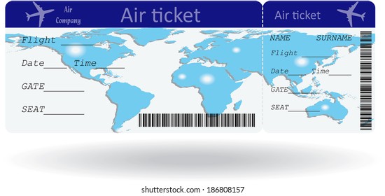 Variant of air ticket isolated on white. Vector illustration