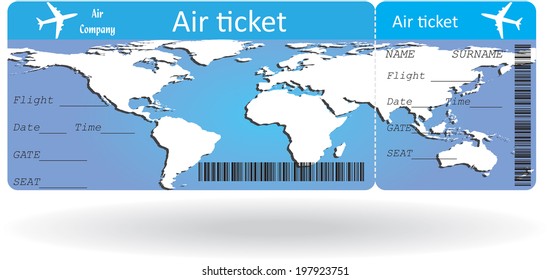 Variant of air ticket isolated on white. Vector illustration