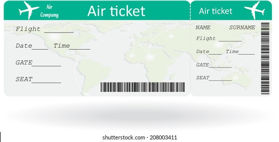 Variant of air ticket isolated on white. Vector illustration