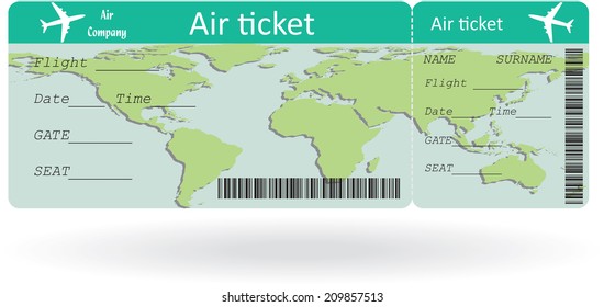 Variant of air ticket isolated on white. Vector illustration