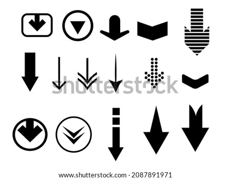 variant of the arrow element that points downwards, can be used to give direction and instructions to an object