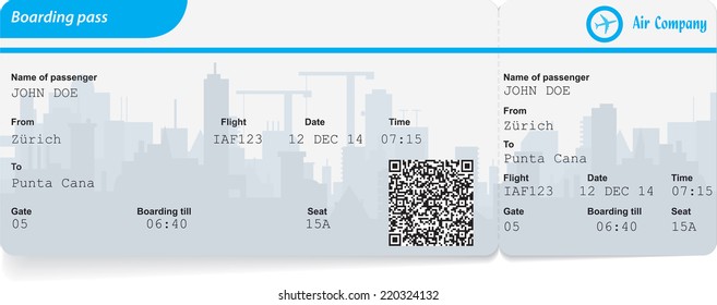 Variant of boarding pass isolated on white. Vector illustration
