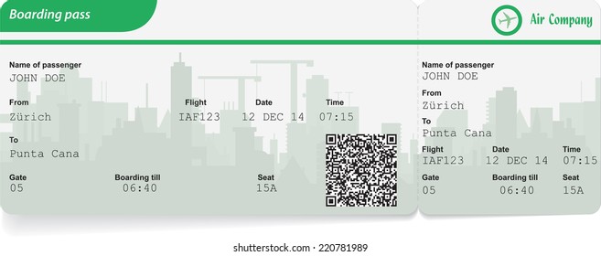 Variant of boarding pass isolated on white. Vector illustration