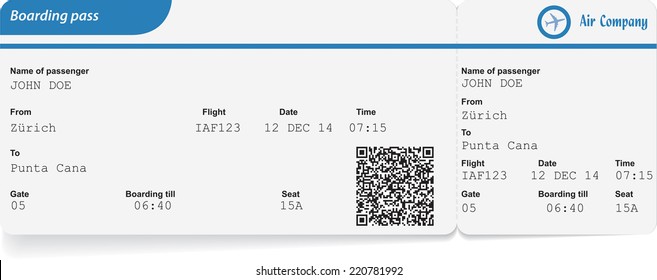 Variant Of Boarding Pass Isolated On White. Vector Illustration