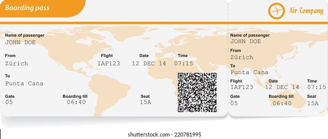 Variant of boarding pass isolated on white. Vector illustration