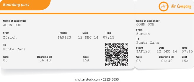 Variant of boarding pass isolated on white. Vector illustration