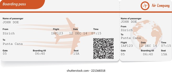 Variant of boarding pass isolated on white. Vector illustration