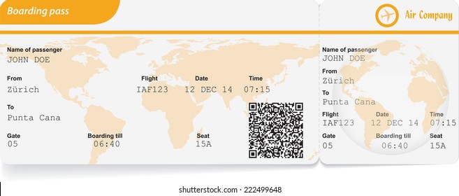 Variant of boarding pass isolated on white. Vector illustration