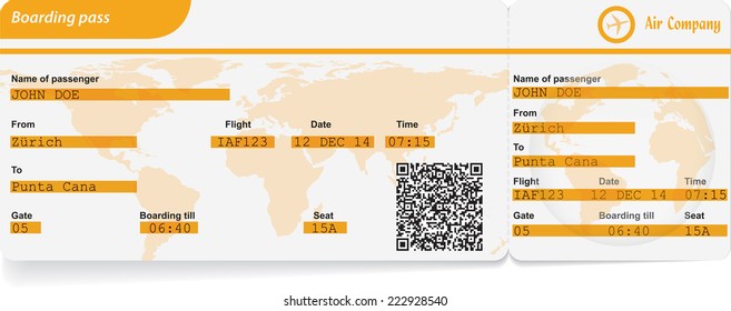 Variant of boarding pass isolated on white. Vector illustration