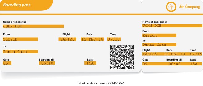 Variant of boarding pass isolated on white. Vector illustration