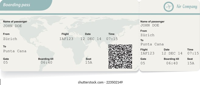 Variant of boarding pass isolated on white. Vector illustration