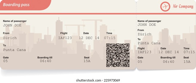 Variant of boarding pass isolated on white. Vector illustration