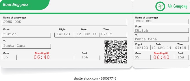 Variant of boarding pass isolated on white. Vector illustration