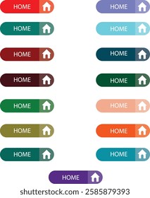 Variant Color Background and Home Logo  Modern Home Button and Icon