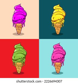 VARIANT COLOR OF BIG MELTED ICE CREAM 