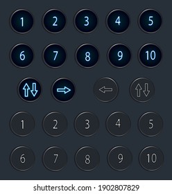 A variant of the elevator button design with neon lighting.