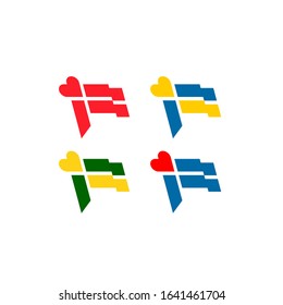 variant of flag with heart logo design