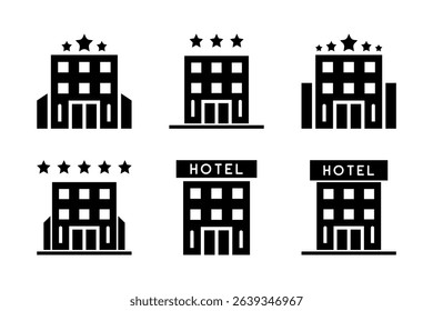 A variant of the hotel building icon, suitable for representing various types of lodging, resorts, and hospitality establishments.