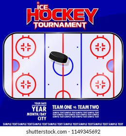 Variant of the poster for the ice hockey tournament. All elements are located on different layers and can be easily manipulated.
