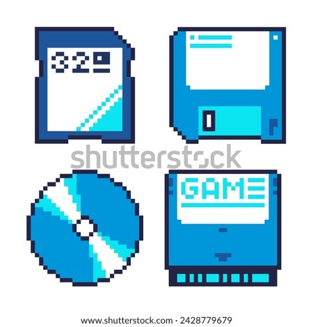 Variant of Removable Storage, Blue Pixel Art Icon Set