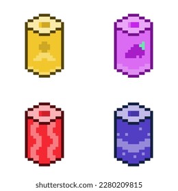 Variant Set of Can Drinks Icon Sheet, Pixelated