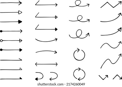 Variant set of simple hand-drawn arrows