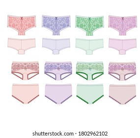 
ESTUDIO VARIANTE DEL USO INFERIOR DE LA MUJER HECHO CON LACES Y VECTOR DE DIBUJO TÉCNICO