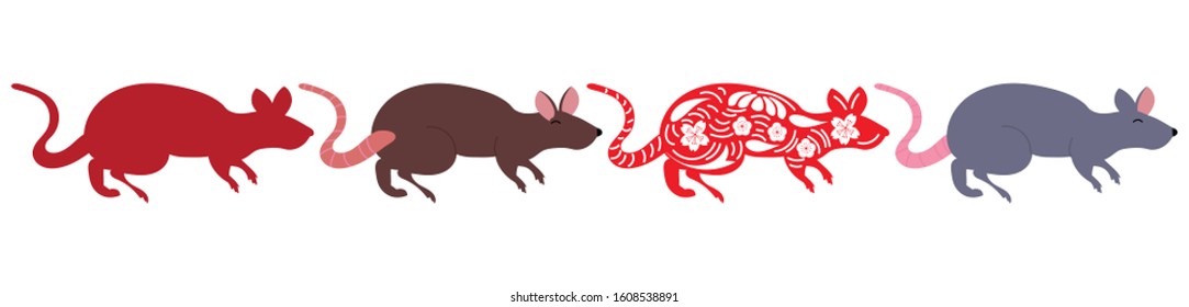 Variant style. vector illustration Rat cartoon background