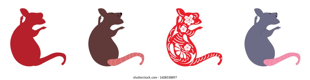 Variant style. vector illustration Rat cartoon background