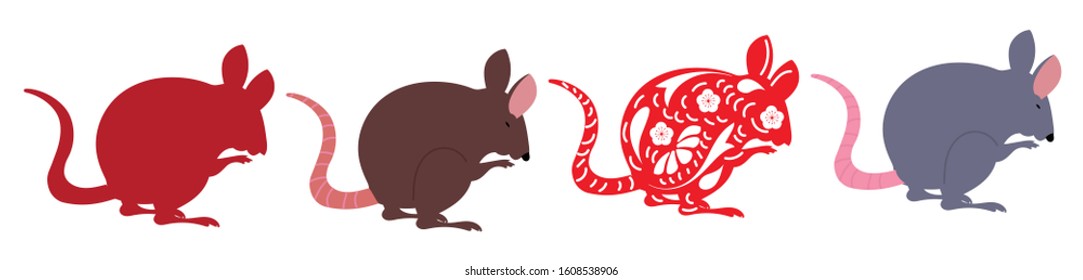 Variant style. vector illustration Rat cartoon background