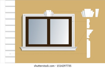 Variant of window decoration for a private house using facade decoration