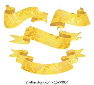 Variants of four gold banners. Vector illustration