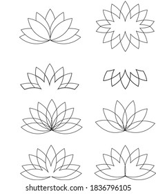 Variants of lotus stroke graphic flowers
