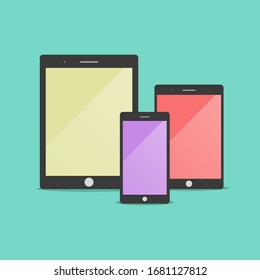 Variants of smartphone type and sizes today.Vector illustration