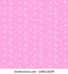 varias flores doodle vecktor background pink
