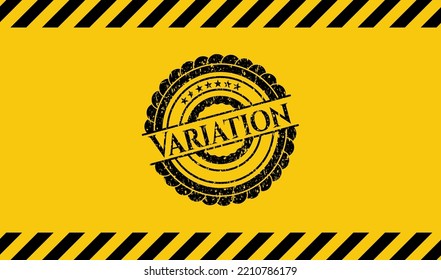 Emblema de grunge negro de variación dentro del signo de advertencia amarillo. Ilustración vectorial. Detallado. 