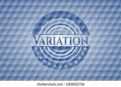 Variation blue badge with geometric background. Vector Illustration. Detailed.