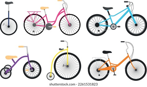 Variation of bright bikes, vector illustration