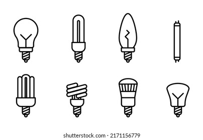 Variation of bulbs lamp, Editable stroke, Let's make your design Easier