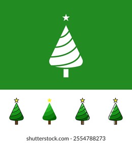Variation of Christmas Tree Vector Icon Style. Fifrth Style Editable Vector Icon