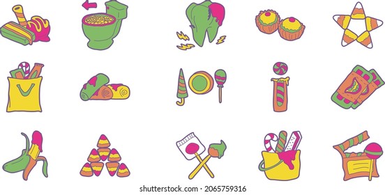 variation of colorful candy vector pictograms