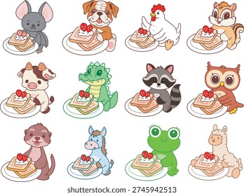 Variation cute animal bring