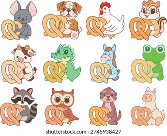 Variation cute animal bring