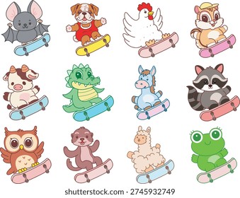 Variation cute animal playing