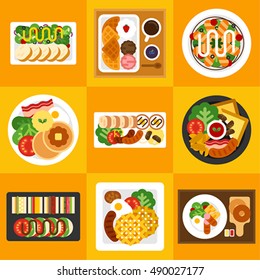 variation delicious brunch food vector illustration flat design