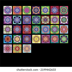 A variation of different colorful ornaments