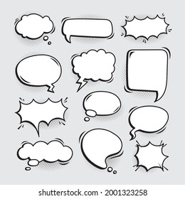 Variation empty comic speech bubbles