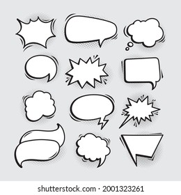 Variation empty comic speech bubbles